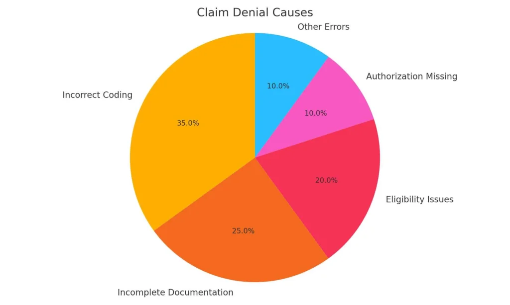  A diagrammatic view pie chart of claim denial causes