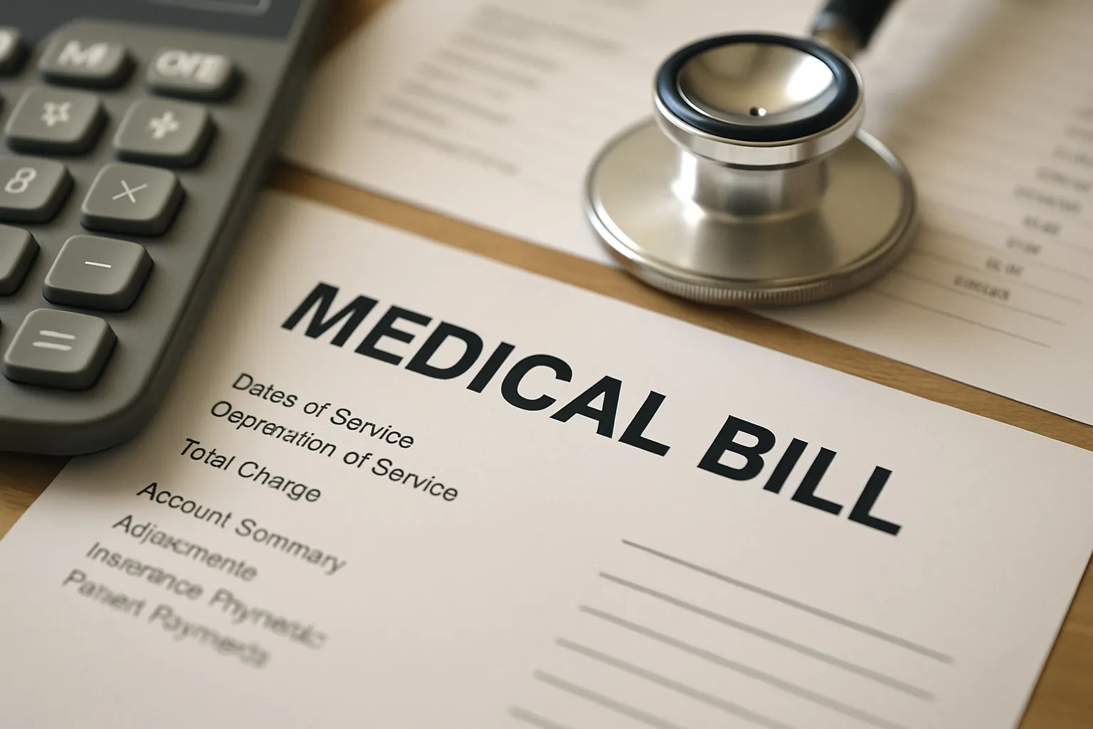 close up of a medical bill