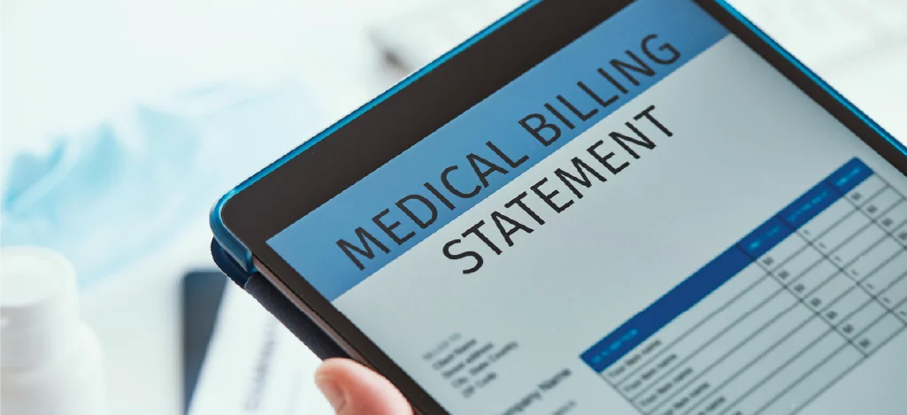 medical billing statement on a tablet