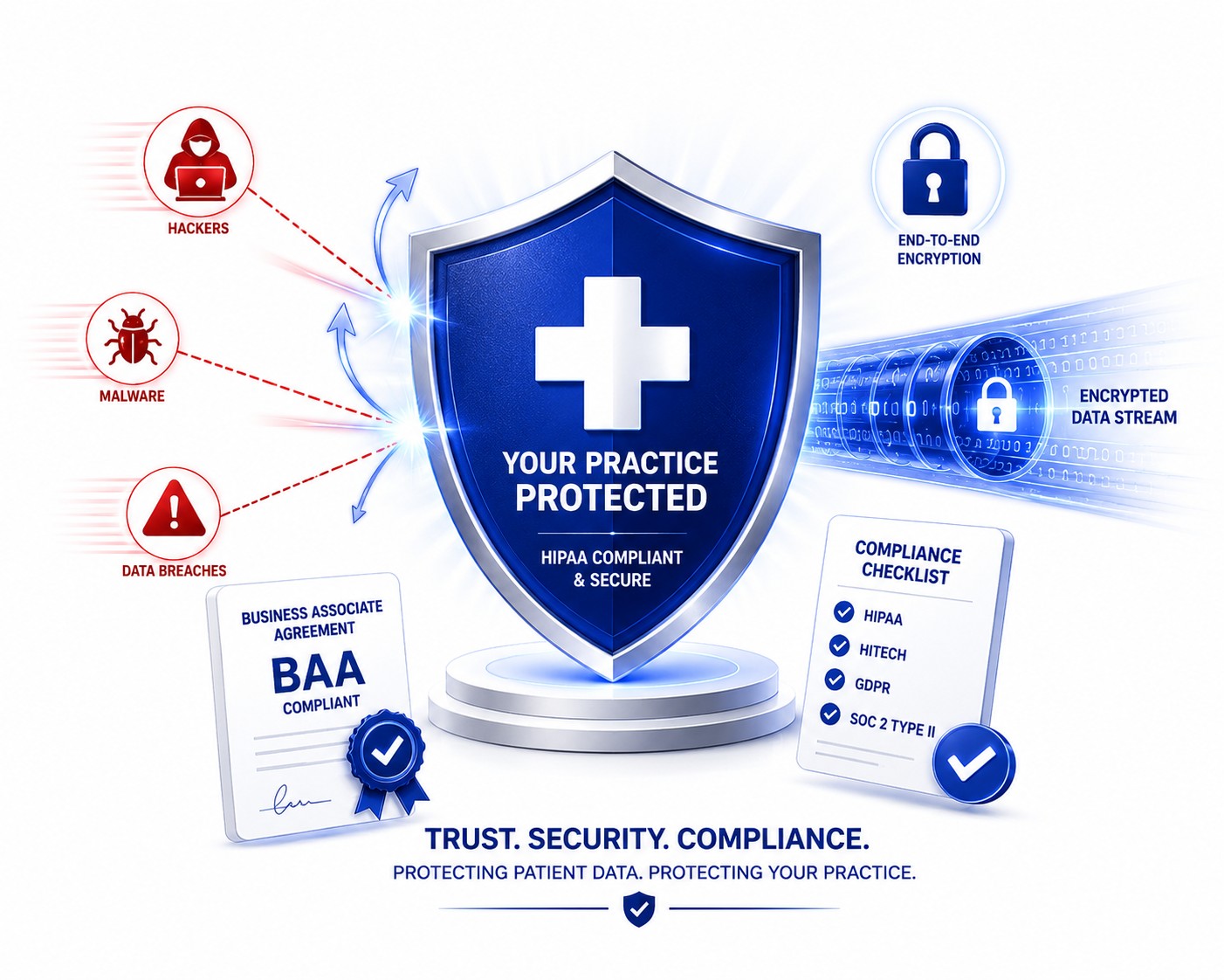 HIPAA compliance and data security for virtual medical assistant services with encrypted remote healthcare support