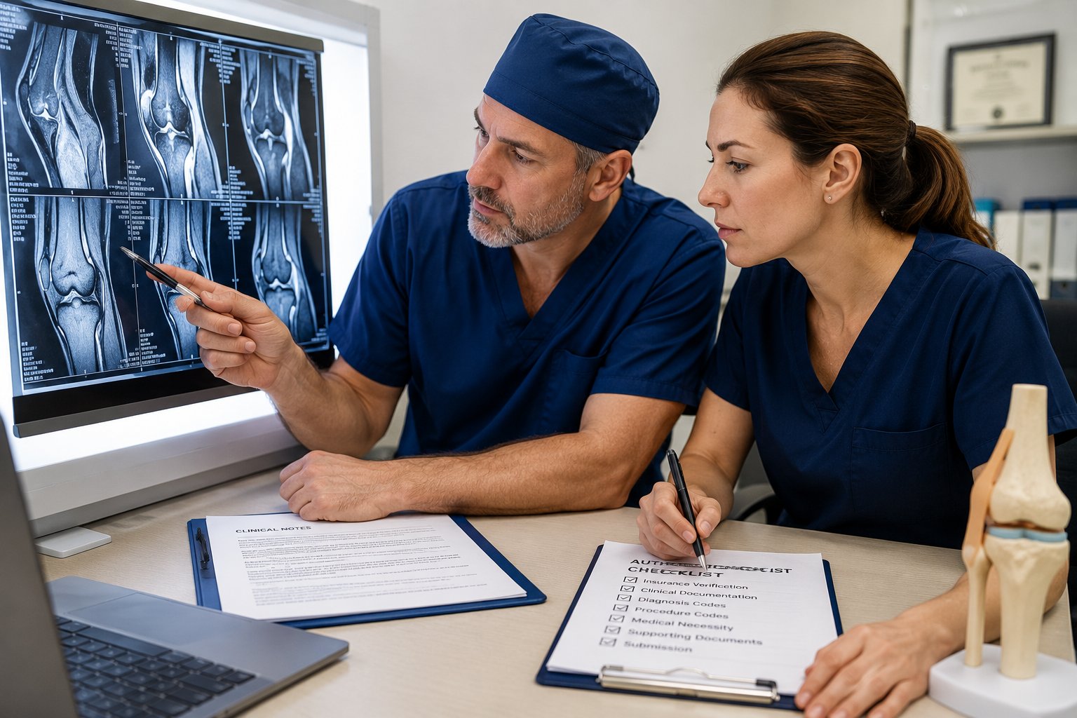medical necessity documentation orthopedic surgery with MRI and clinical notes review