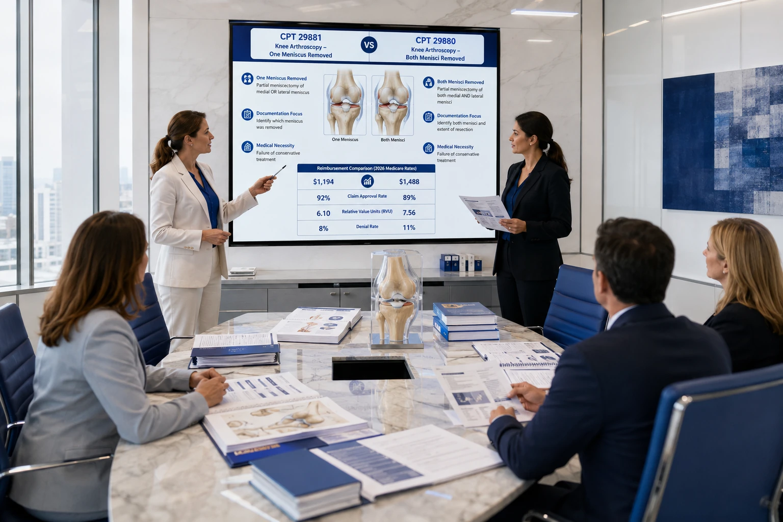 CPT 29881 vs 29880 meniscectomy billing comparison
