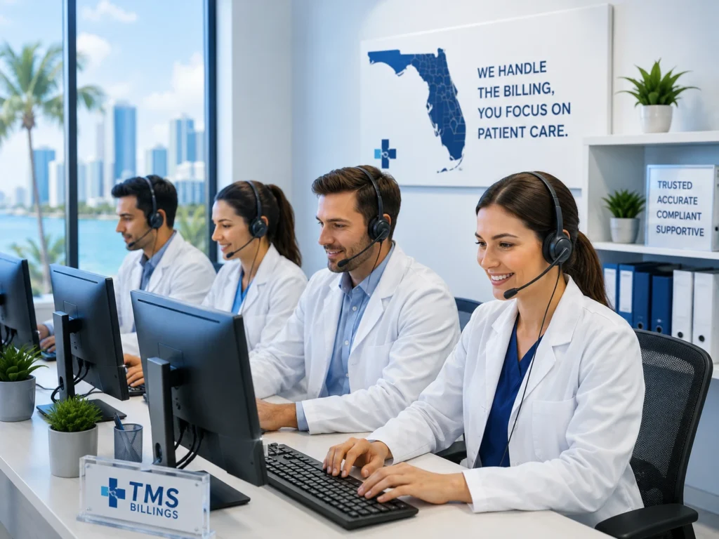 Florida medical billing support team assisting healthcare providers with revenue cycle management and insurance claims.
