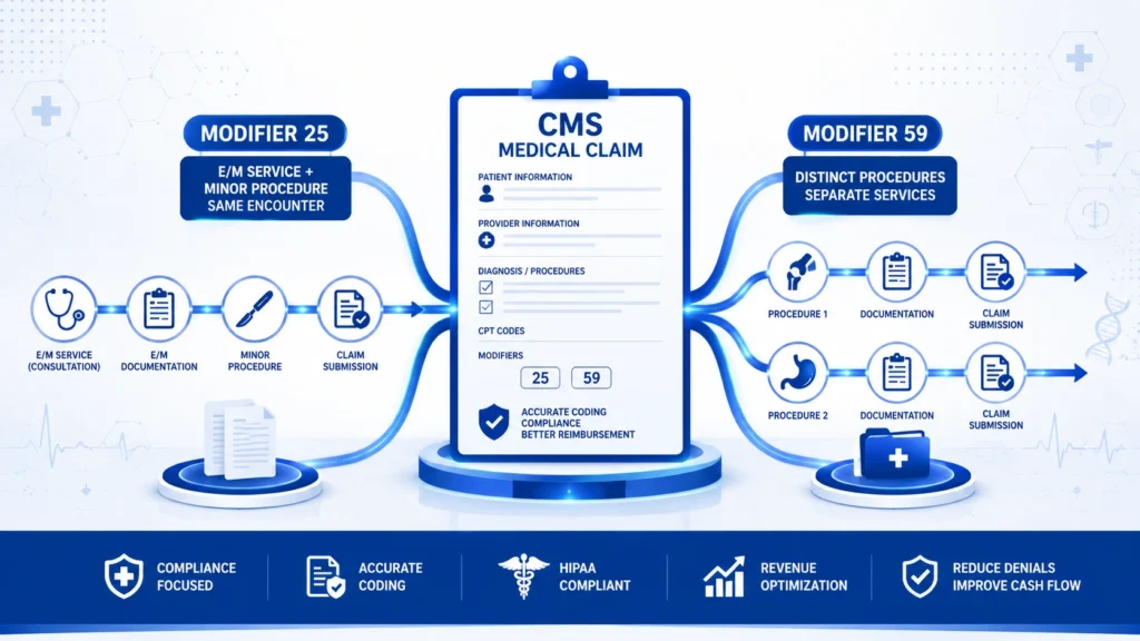 modifier 25 vs modifier 59 CPT coding guide