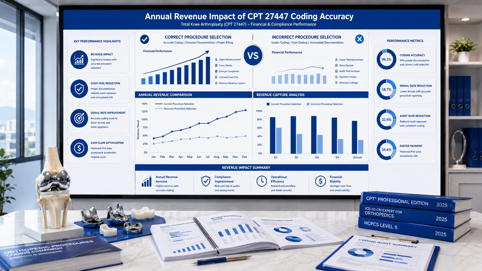 revenue impact CPT 27447 coding accuracy orthopedic billing