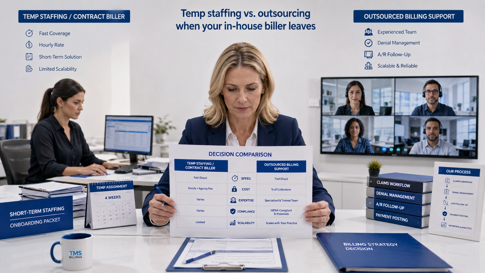 Temp staffing vs. outsourcing when your in-house biller leaves