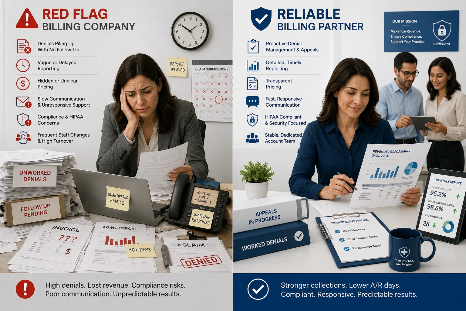Medical billing company red flags compared to a reliable billing partner