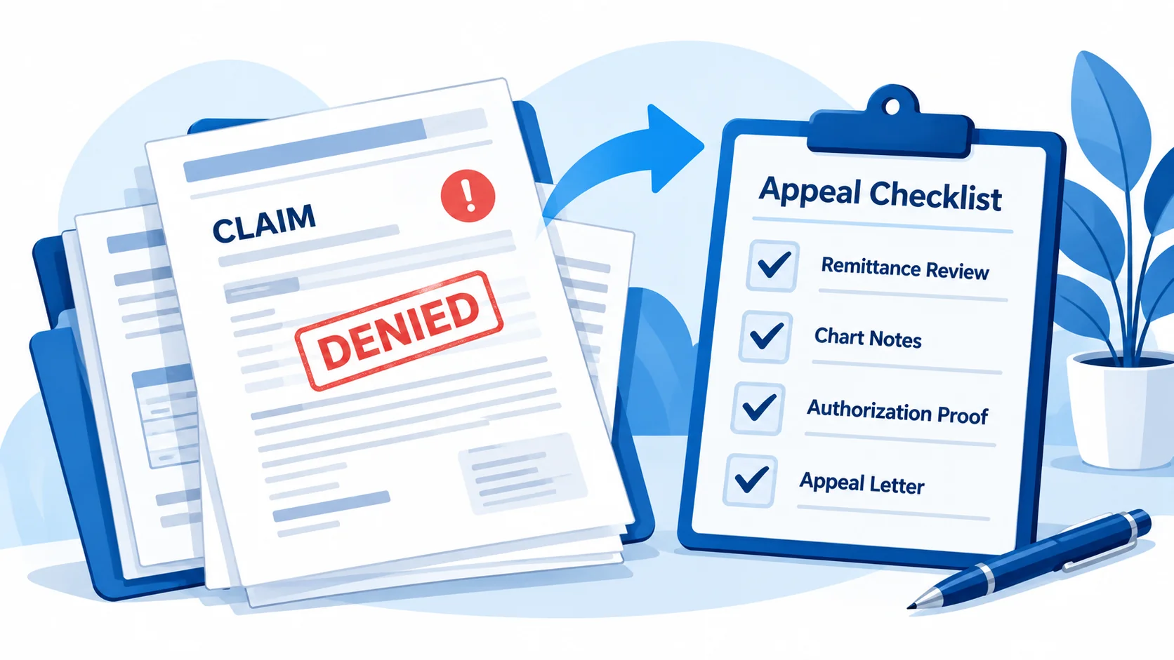 Checklist to appeal a denied medical claim with supporting documents